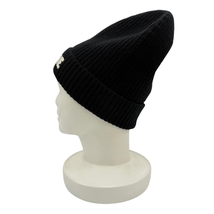 極美品☆CELINE セリーヌ 2A25R535Q ウール100％ ロゴ ニット帽 ビーニー ニットキャップ ブラック TU 正規品 伊製 レディース メンズ