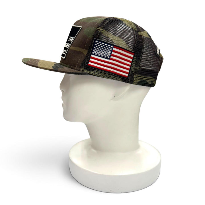 良品▼CHROME HEARTS クロムハーツ THE HEROES PROJECT トラッカー カモフラ 迷彩柄 帽子 キャップ カーキ 53-60 USA製 正規品 メンズ