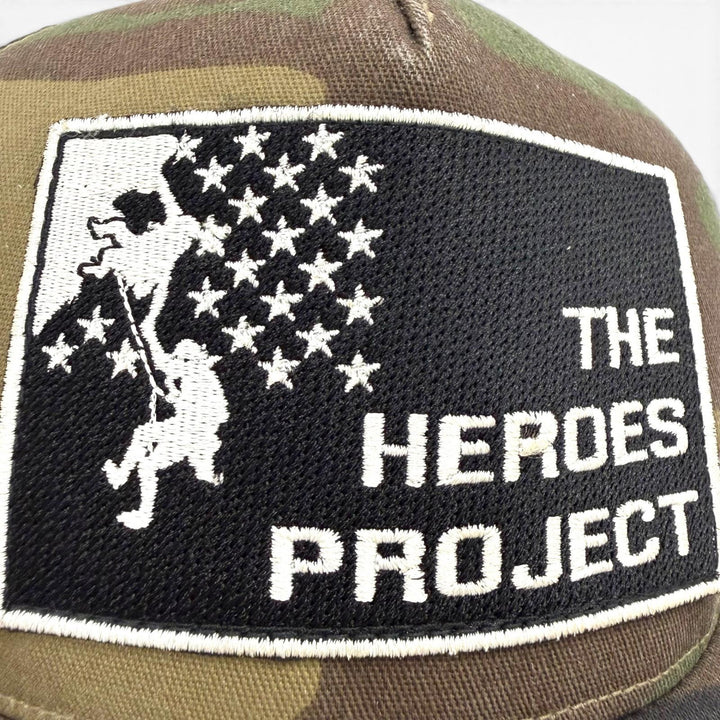 良品▼CHROME HEARTS クロムハーツ THE HEROES PROJECT トラッカー カモフラ 迷彩柄 帽子 キャップ カーキ 53-60 USA製 正規品 メンズ