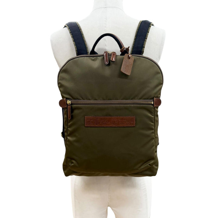極美品▼Felisi フェリージ 20-55/1 バリスティックナイロン レザー スクエア リュックサック デイパック カーキ イタリア製 メンズ