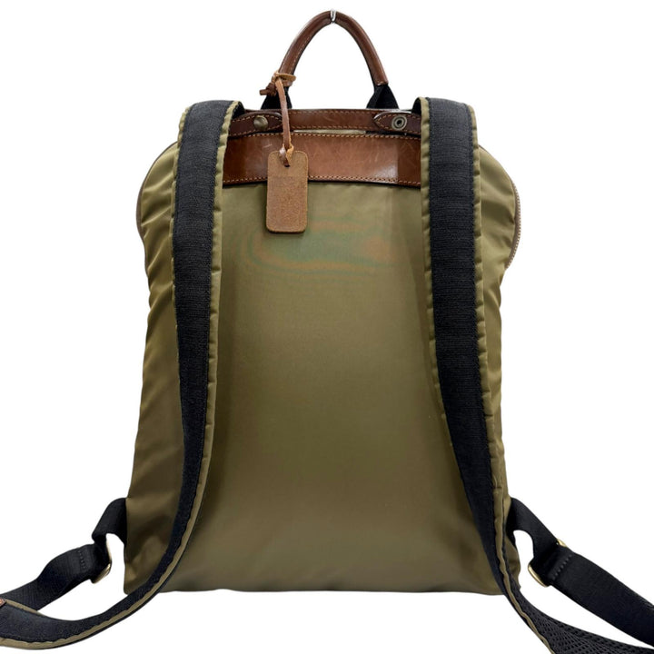 極美品▼Felisi フェリージ 20-55/1 バリスティックナイロン レザー スクエア リュックサック デイパック カーキ イタリア製 メンズ