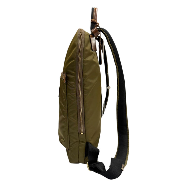 極美品▼Felisi フェリージ 20-55/1 バリスティックナイロン レザー スクエア リュックサック デイパック カーキ イタリア製 メンズ