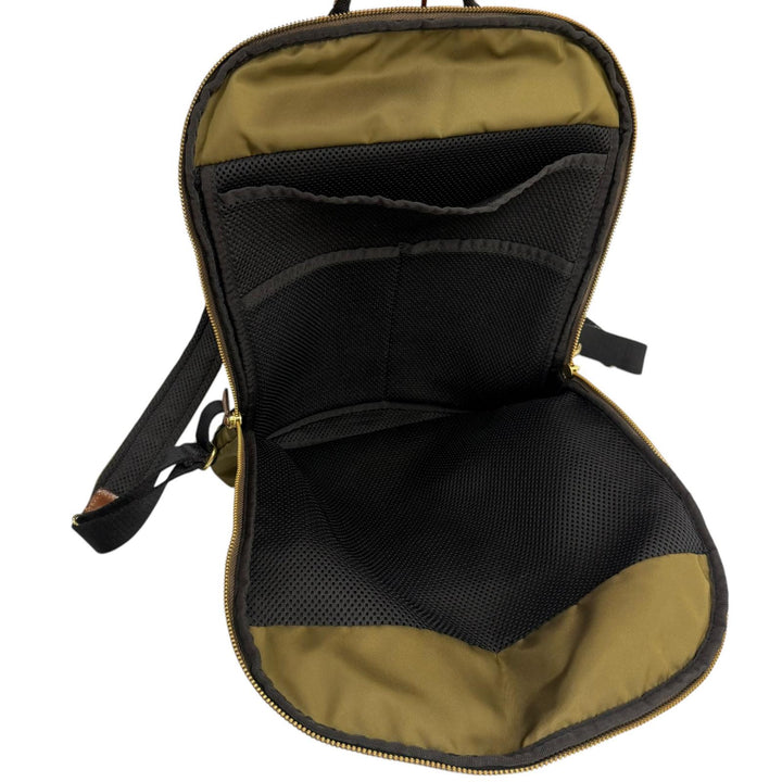 極美品▼Felisi フェリージ 20-55/1 バリスティックナイロン レザー スクエア リュックサック デイパック カーキ イタリア製 メンズ