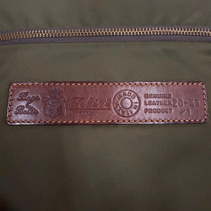 極美品▼Felisi フェリージ 20-55/1 バリスティックナイロン レザー スクエア リュックサック デイパック カーキ イタリア製 メンズ