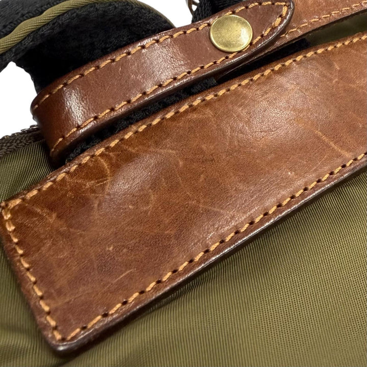 極美品▼Felisi フェリージ 20-55/1 バリスティックナイロン レザー スクエア リュックサック デイパック カーキ イタリア製 メンズ