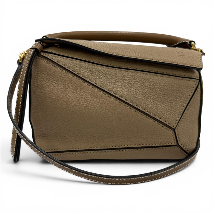 極美品☆LOEWE ロエベ A510U95X27 パズルミニ 2WAY カーフレザー ハンドバッグ ショルダーバッグ ベージュ スペイン製 保存袋付き