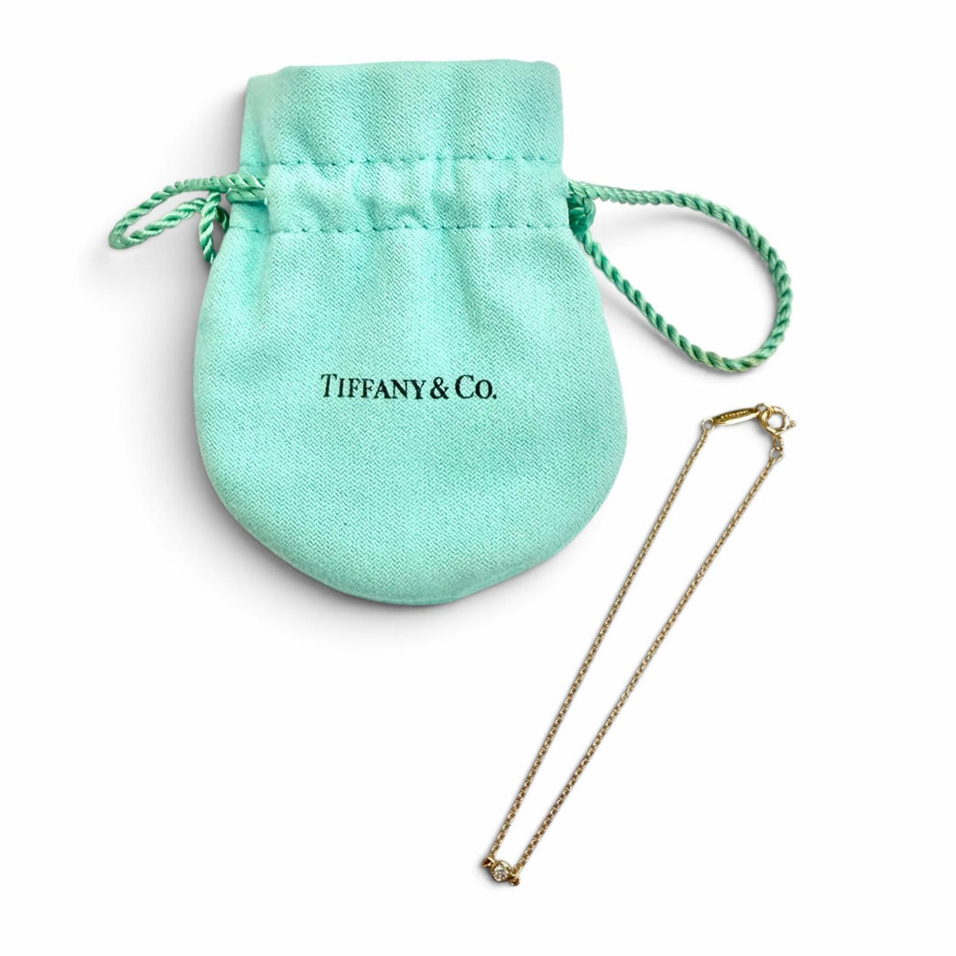 美品△TIFFANY&amp;Co. ティファニー エルサペレッティ バイザヤード 1Pダイヤモンド 750(YG) ブレスレット イエローゴール 重量1.02g 袋付き