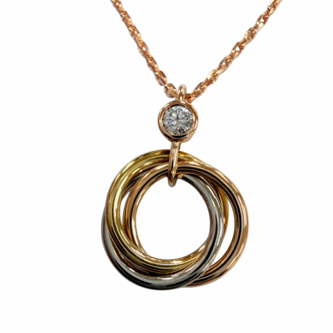 美品☆Cartier カルティエ JHR397 トリニティ ペンダント ブリリアントカット ダイヤモンド AU750（PG×YG×WG）重量2.86g レディース