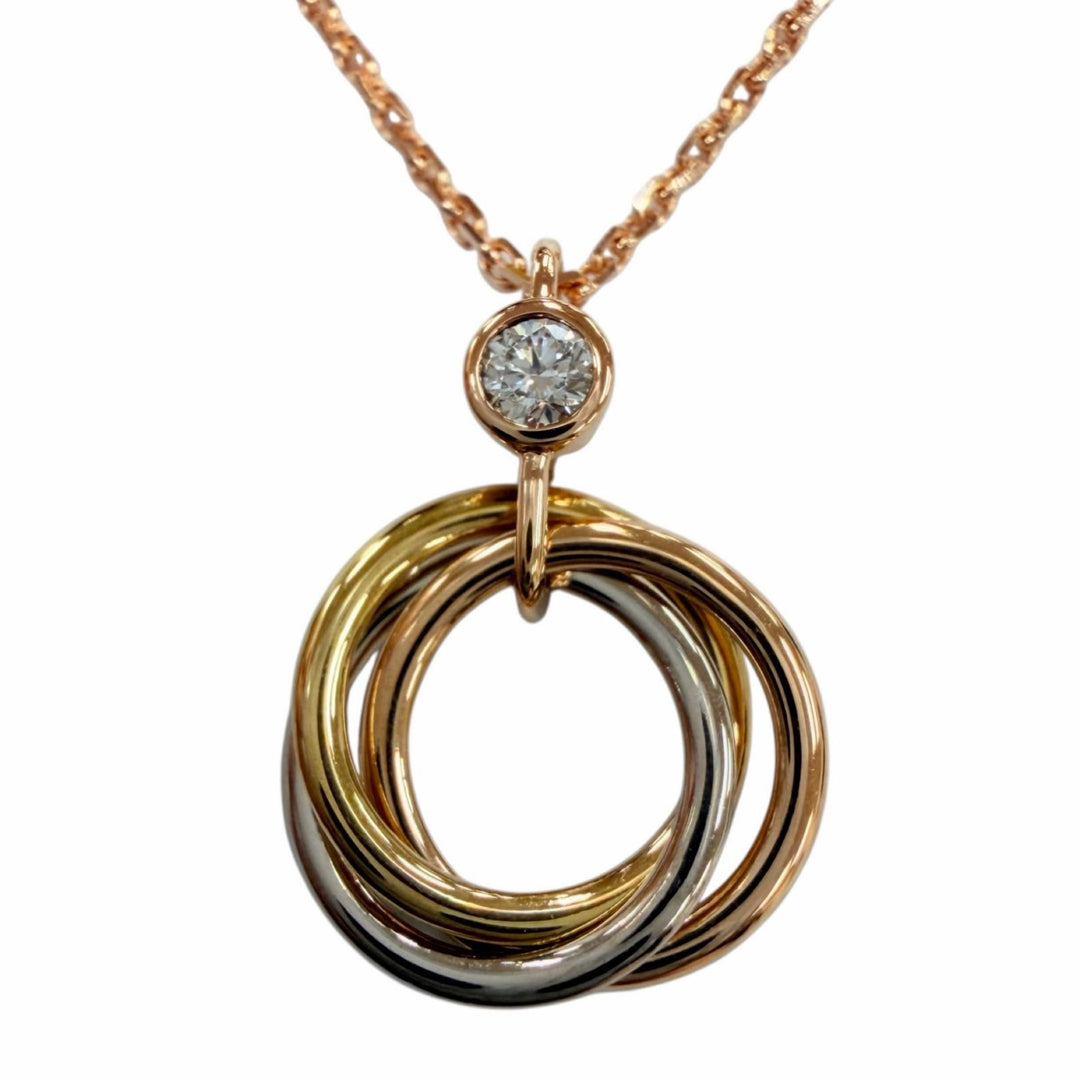 美品☆Cartier カルティエ USC205 トリニティ ペンダント ブリリアントカット ダイヤモンド AU750（PG×YG×WG）重量2.9g 箱付