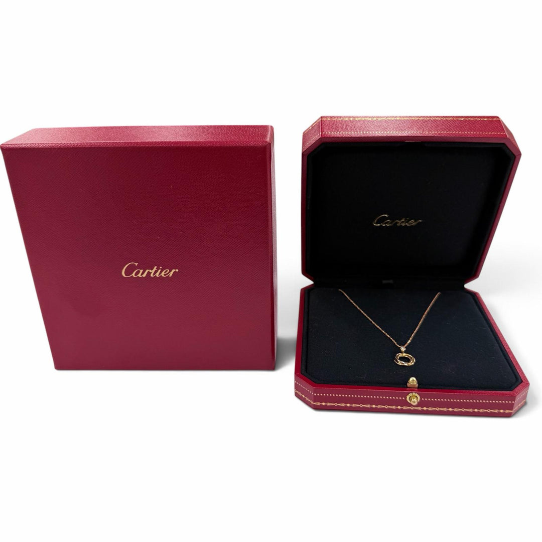美品☆Cartier カルティエ USC205 トリニティ ペンダント ブリリアントカット ダイヤモンド AU750（PG×YG×WG）重量2.9g 箱付
