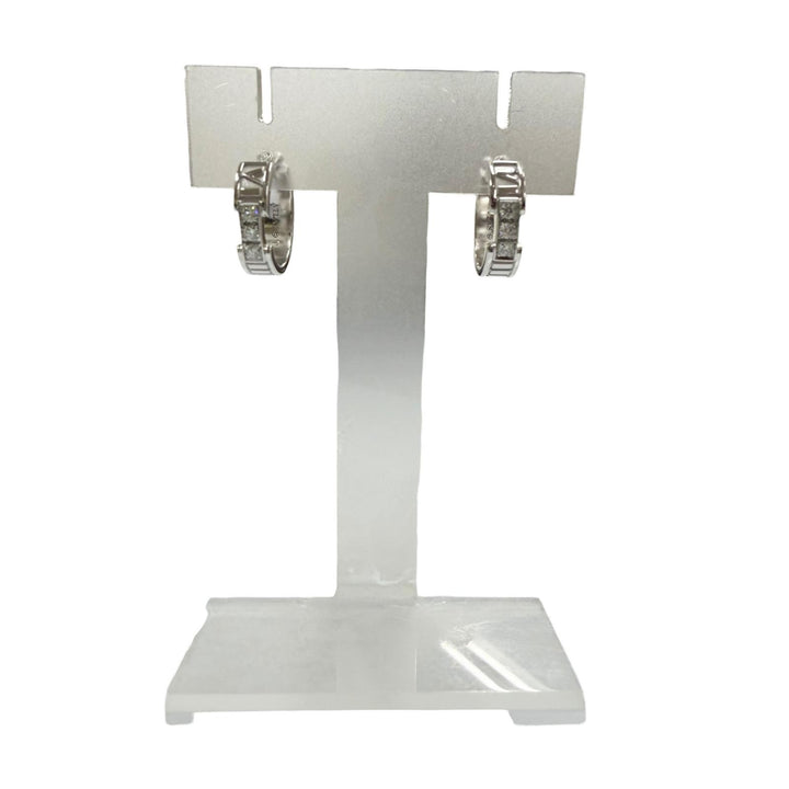 極美品▼TIFFANY&amp;Co. ティファニー 750(WG) ６Pダイヤモンド アトラス フープ ピアス 両耳用 シルバー イタリア製 重量5.83g レディース