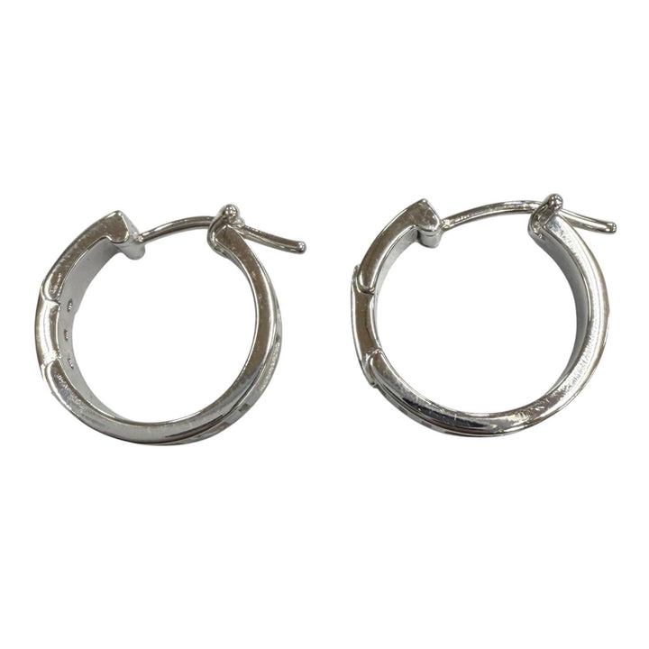 極美品▼TIFFANY&amp;Co. ティファニー 750(WG) ６Pダイヤモンド アトラス フープ ピアス 両耳用 シルバー イタリア製 重量5.83g レディース