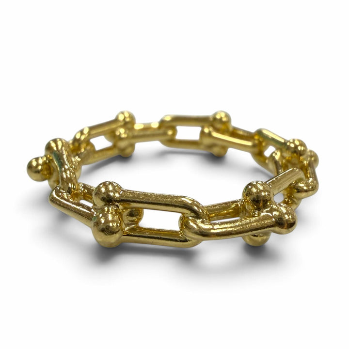 美品▼TIFFANY&amp;Co. ティファニー ハードウェア マイクロリンク AU750 2024年6月購入 リング 指輪 イエローゴールド 15 JP15号 重量5.7g