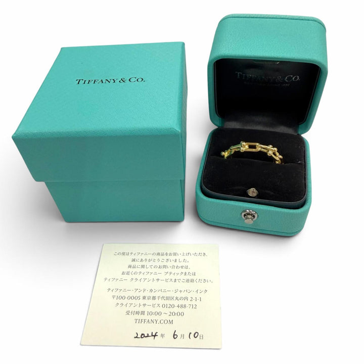 美品▼TIFFANY&amp;Co. ティファニー ハードウェア マイクロリンク AU750 2024年6月購入 リング 指輪 イエローゴールド 15 JP15号 重量5.7g