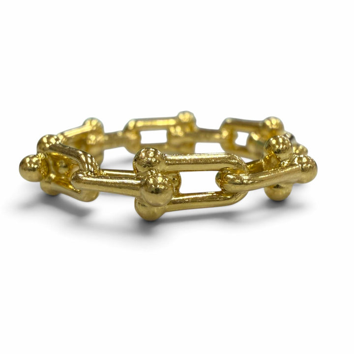 美品▼TIFFANY&amp;Co. ティファニー ハードウェア マイクロリンク AU750 2024年6月購入 リング 指輪 イエローゴールド 15 JP15号 重量5.7g