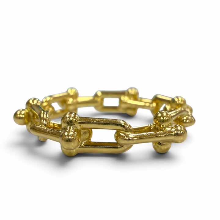 美品▼TIFFANY&amp;Co. ティファニー ハードウェア マイクロリンク AU750 2024年6月購入 リング 指輪 イエローゴールド 15 JP15号 重量5.7g