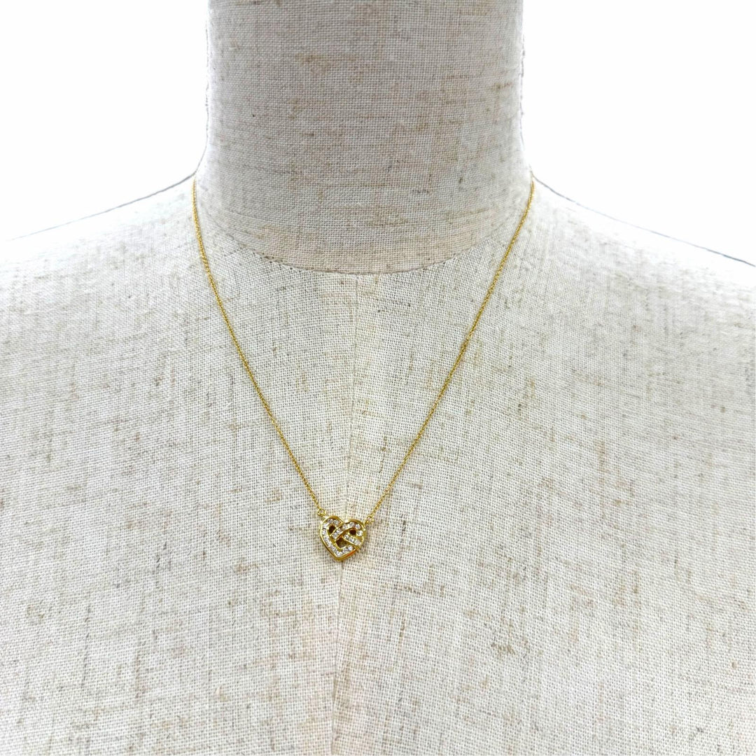 美品▼TIFFANY&amp;Co. ティファニー 750(YG) 19Pダイヤモンド ハートモチーフ チェーン ネックレス イエローゴールド 重量3.16g レディース
