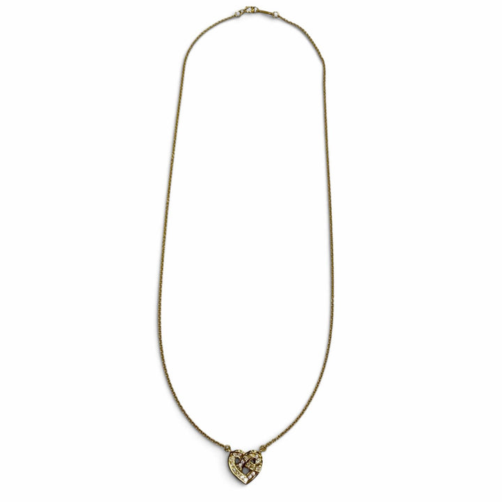 美品▼TIFFANY&amp;Co. ティファニー 750(YG) 19Pダイヤモンド ハートモチーフ チェーン ネックレス イエローゴールド 重量3.16g レディース