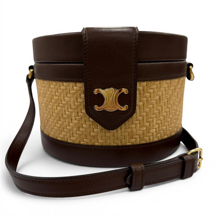 未使用品☆CELINE セリーヌ 195192DAG.02NR タンブール ラフィア ミディアム トリオンフ ショルダーバッグ ナチュラル ブラウン 保存袋付
