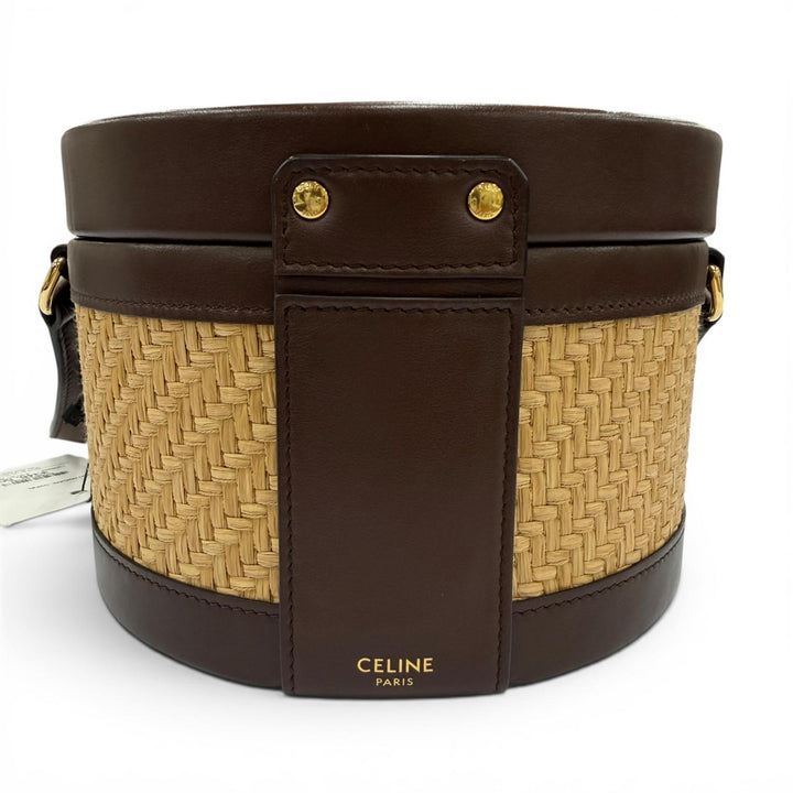 未使用品☆CELINE セリーヌ 195192DAG.02NR タンブール ラフィア ミディアム トリオンフ ショルダーバッグ ナチュラル ブラウン 保存袋付