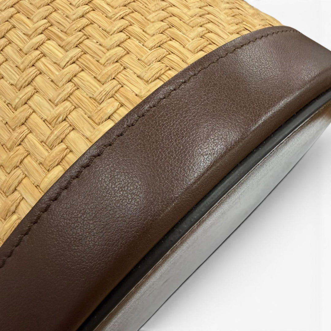 未使用品☆CELINE セリーヌ 195192DAG.02NR タンブール ラフィア ミディアム トリオンフ ショルダーバッグ ナチュラル ブラウン 保存袋付