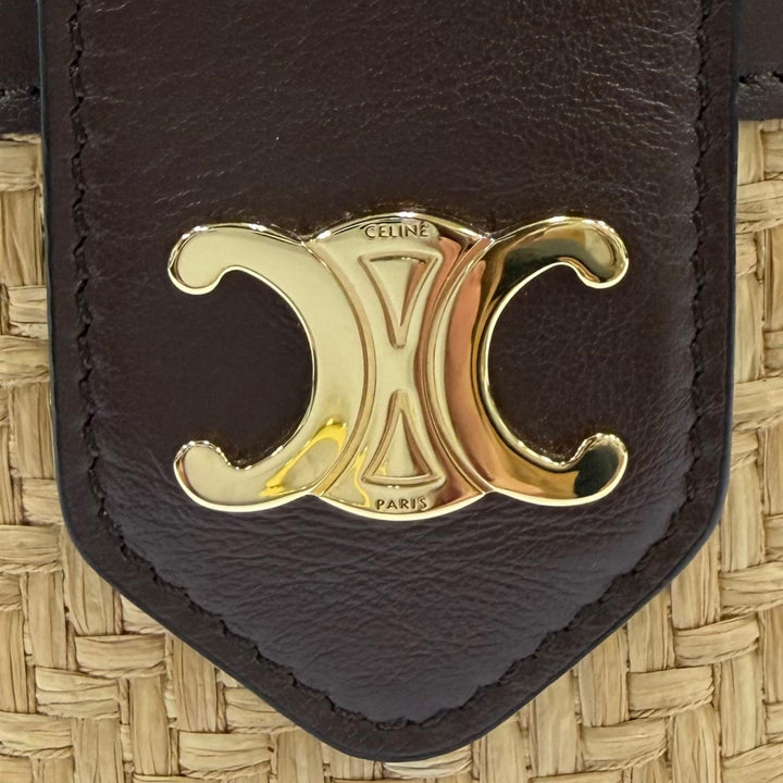 未使用品☆CELINE セリーヌ 195192DAG.02NR タンブール ラフィア ミディアム トリオンフ ショルダーバッグ ナチュラル ブラウン 保存袋付