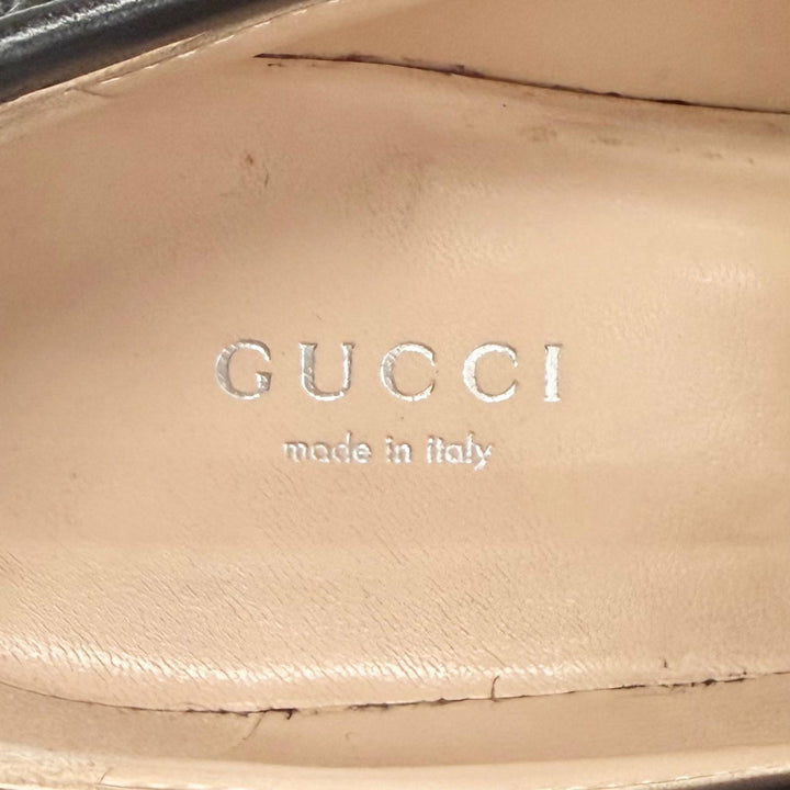 良品△GUCCI グッチ 718388 ロゴバックル GGマトラッセ レザー 厚底 シューズ ローファー ブラック シルバー金具 36.5 伊製 レディース