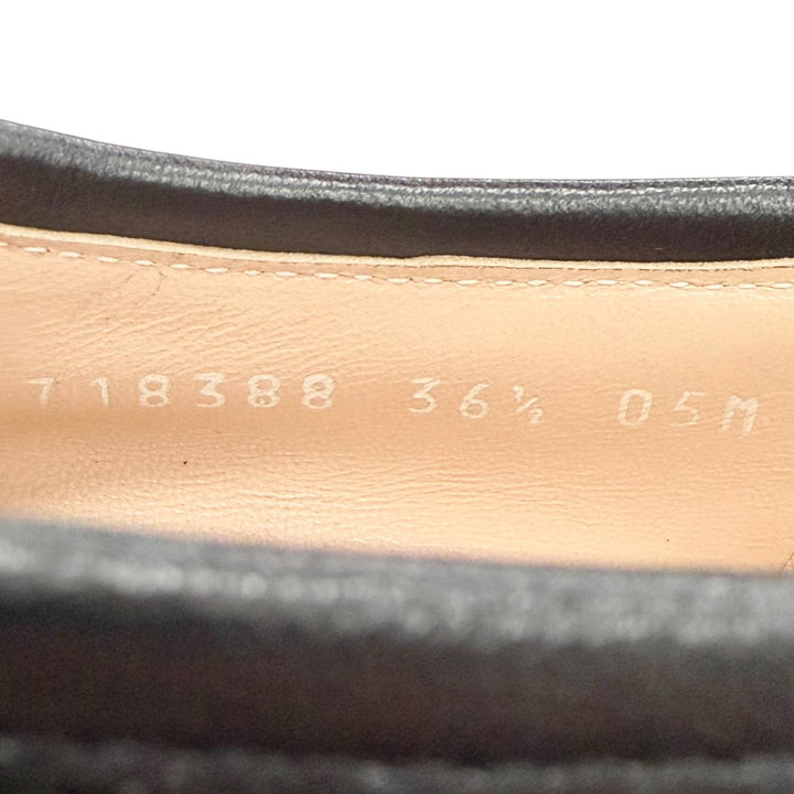 良品△GUCCI グッチ 718388 ロゴバックル GGマトラッセ レザー 厚底 シューズ ローファー ブラック シルバー金具 36.5 伊製 レディース