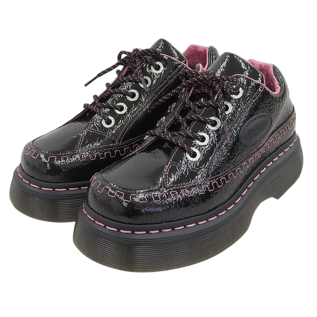 未使用品▲Dr.Martens ドクターマーチン 42112001 BUZZ 5ホール シューズ パテントレザー ブラック ピンク UK4 レディース 箱付き