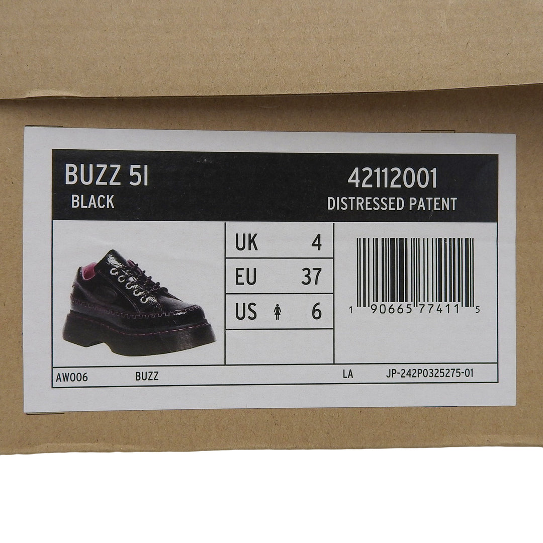 未使用品▲Dr.Martens ドクターマーチン 42112001 BUZZ 5ホール シューズ パテントレザー ブラック ピンク UK4 レディース 箱付き