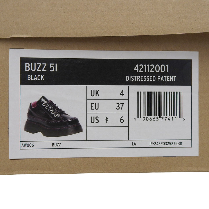未使用品▲Dr.Martens ドクターマーチン 42112001 BUZZ 5ホール シューズ パテントレザー ブラック ピンク UK4 レディース 箱付き