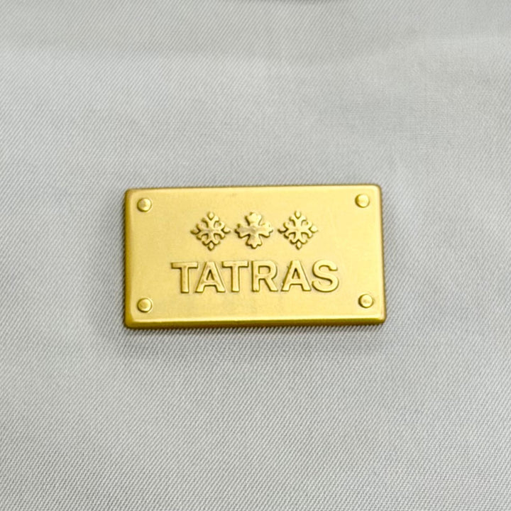 美品△TATRAS タトラス LTLA21S4205-L REA ロゴプレート スタンドカラー フード収納 ZIP UP ブルゾン ロングコート グレー 02 正規品
