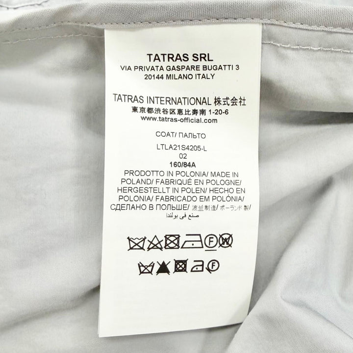 美品△TATRAS タトラス LTLA21S4205-L REA ロゴプレート スタンドカラー フード収納 ZIP UP ブルゾン ロングコート グレー 02 正規品