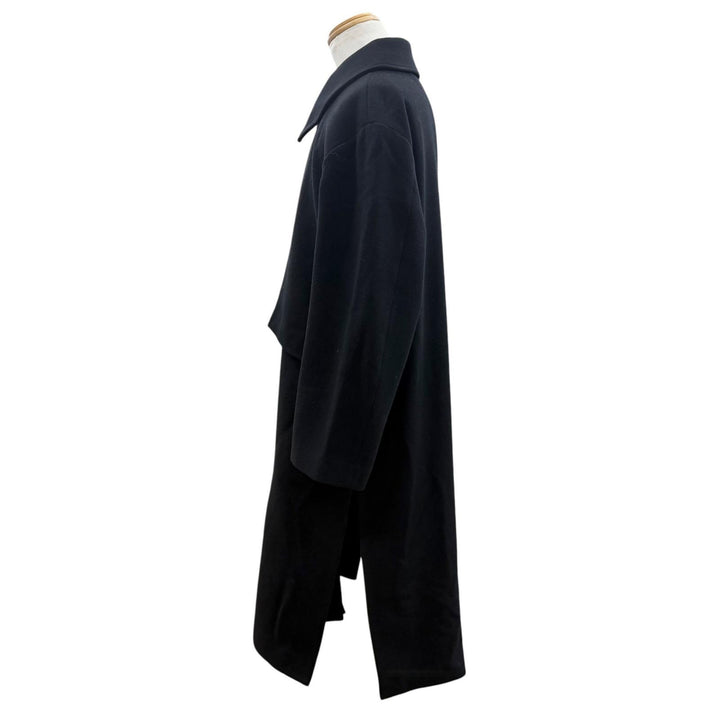 極美品▼CULLNI クルニ 25AW 25-AW-027 ウール100% ロゴ入りボタン デザイン ロング丈 ステンカラーコート ブラック 1 正規品 メンズ