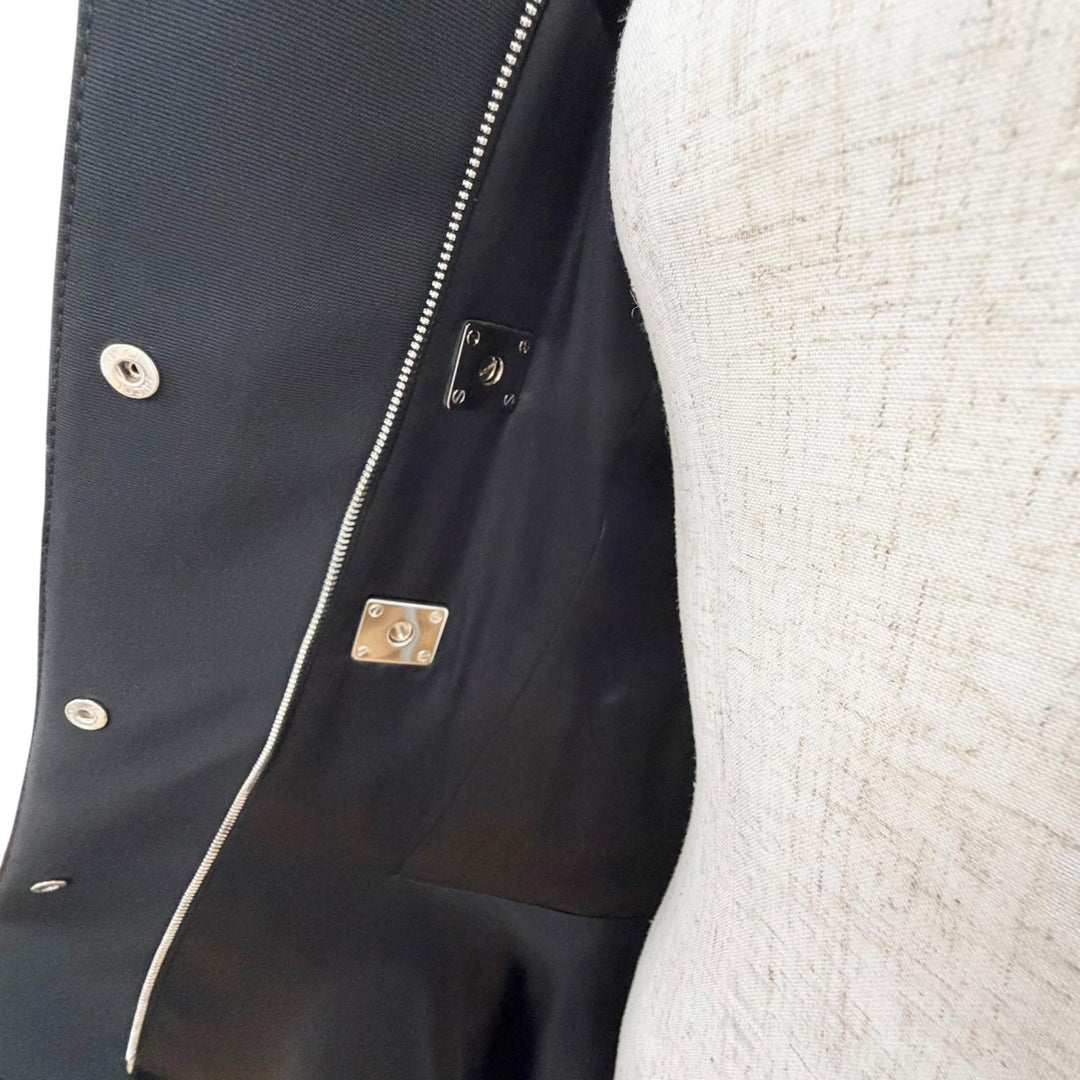 極美品△GUCCI グッチ 361308 ビットデザイン スタンドカラー ロングコート ブラック シルバー金具 36 イタリア製 正規品 レディース