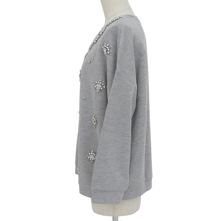 極美品▲WEEKEND MaxMara ウィークエンドマックスマーラ コットン ビジュー プルオーバー スウェット グレー M 正規品 レディース