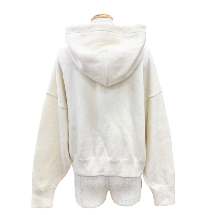 極美品△VALENTINO ヴァレンティノ UB3KC15N5ML ウール コットン カシミヤ ロゴ刺繍 クロップド フーディーパーカー アイボリー M 正規品