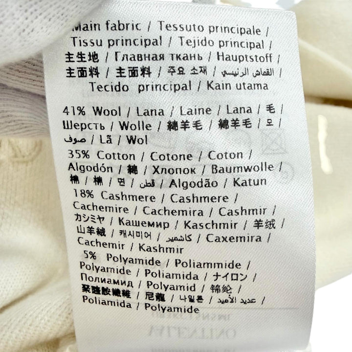 極美品△VALENTINO ヴァレンティノ UB3KC15N5ML ウール コットン カシミヤ ロゴ刺繍 クロップド フーディーパーカー アイボリー M 正規品