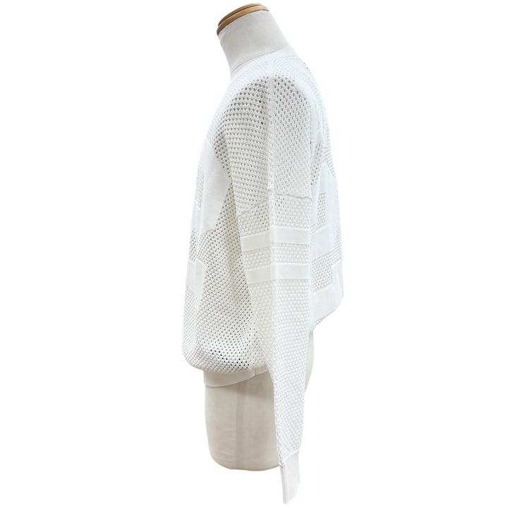 未使用品▼AMIRI アミリ SRAMKNCW1040SMREGY0 Tiger Mesh Graphic Crewneck Sweatshirt コットン ニット ホワイト S 伊製 正規品 メンズ