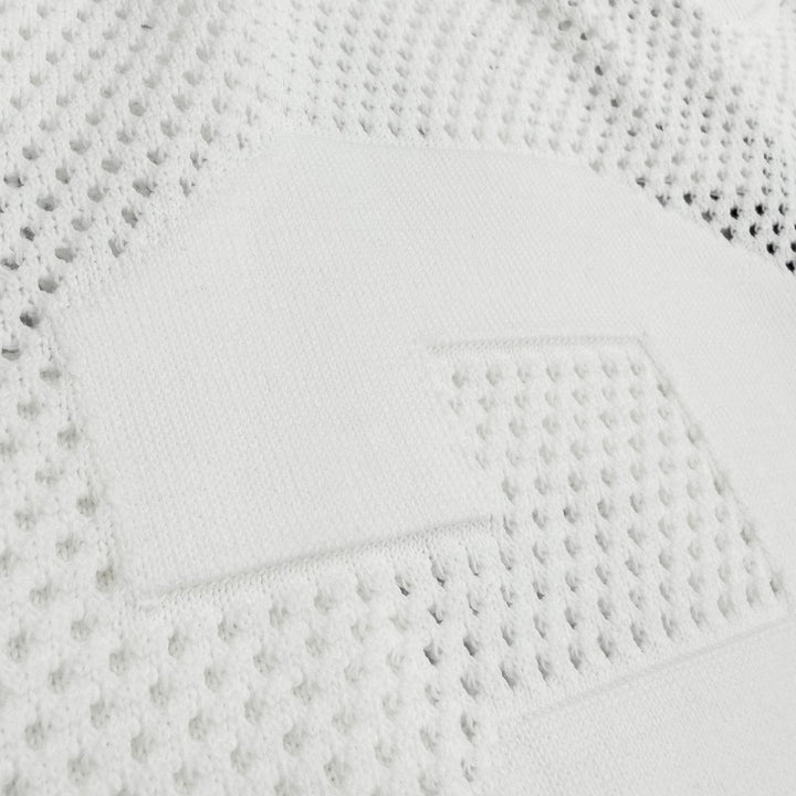 未使用品▼AMIRI アミリ SRAMKNCW1040SMREGY0 Tiger Mesh Graphic Crewneck Sweatshirt コットン ニット ホワイト S 伊製 正規品 メンズ