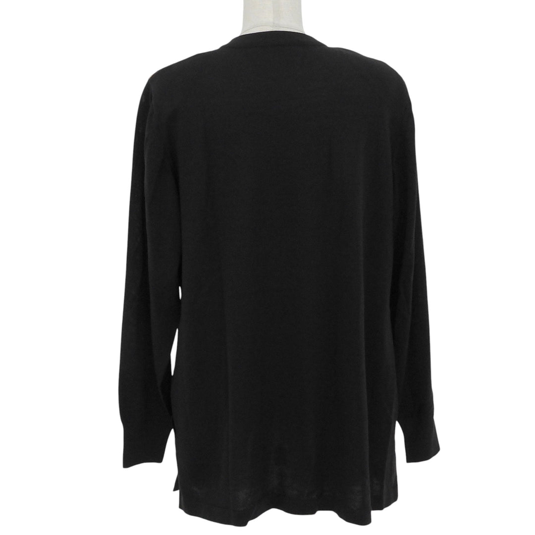 極美品▲LEONARD FASHION レオナール ファッション シルク100％ レオパード柄 クルーネック 長袖 カーディガン M 日本製 正規品