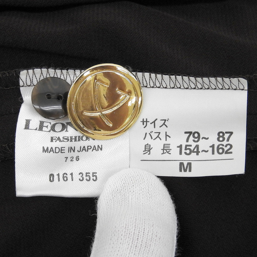 極美品▲LEONARD FASHION レオナール ファッション レオパードトリム ロング カーディガン ブラウン M 日本製 正規品 レディース