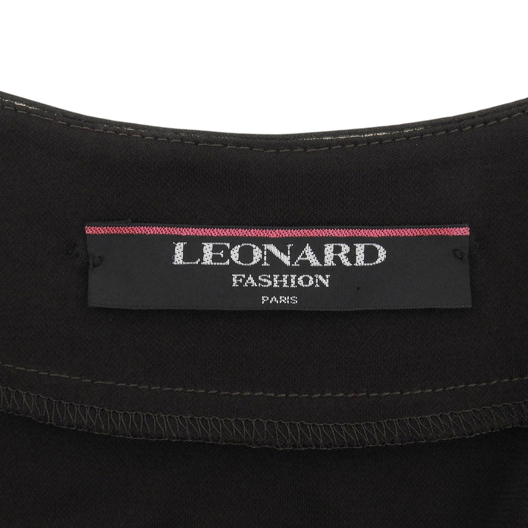極美品▲LEONARD FASHION レオナール ファッション レオパードトリム ロング カーディガン ブラウン M 日本製 正規品 レディース