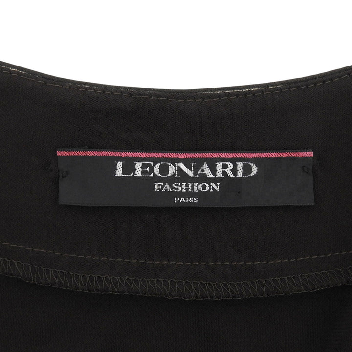 極美品▲LEONARD FASHION レオナール ファッション レオパードトリム ロング カーディガン ブラウン M 日本製 正規品 レディース