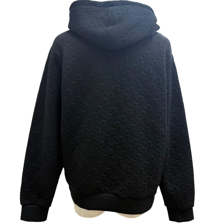 極美品□DIOR ディオール オム 513J626A0978 オブリーク ロゴ総柄 プルオーバー フーディー パーカー ブラック XL イタリア製 正規品