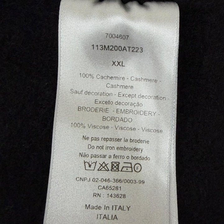 美品□DIOR ディオール オム 113M200AT223 カシミヤ100％ CDロゴ刺繍 ジップパーカー フーディー ブラック XXL イタリア製 正規品 メンズ