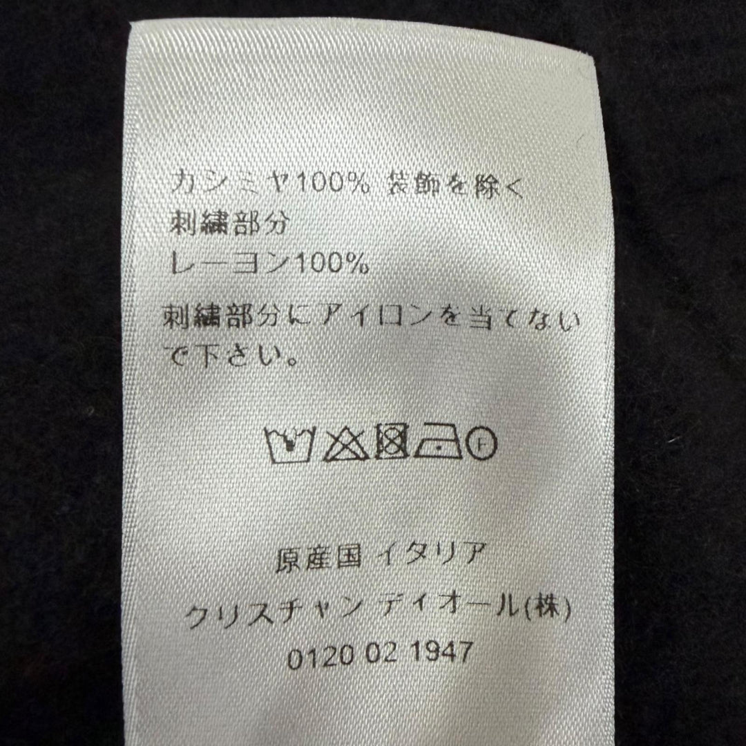 美品□DIOR ディオール オム 113M200AT223 カシミヤ100％ CDロゴ刺繍 ジップパーカー フーディー ブラック XXL イタリア製 正規品 メンズ