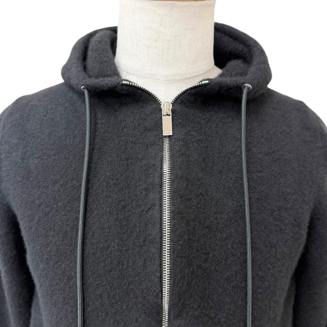 美品□DIOR ディオール オム 113M200AT223 カシミヤ100％ CDロゴ刺繍 ジップパーカー フーディー ブラック XXL イタリア製 正規品 メンズ