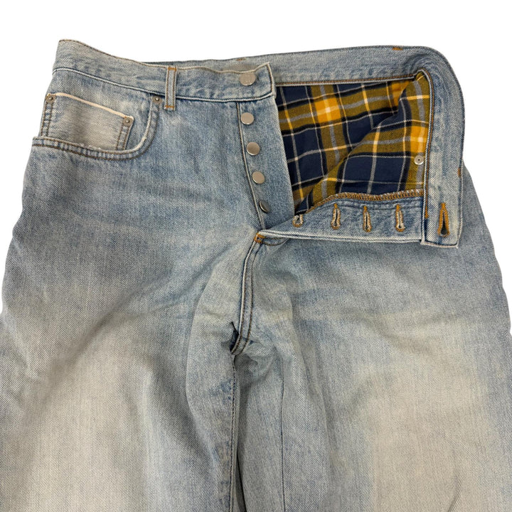 美品□DIOR ディオール オム 25SS 513D029A3002 ダメージ加工 ヘリテージ ボタンフライ デニムパンツ ライトブルー 28 日本製 正規品