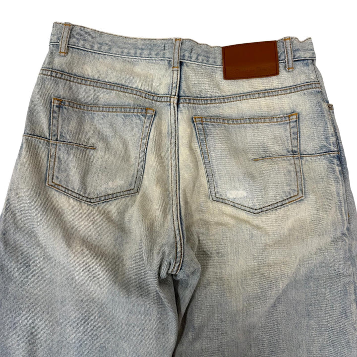 美品□DIOR ディオール オム 25SS 513D029A3002 ダメージ加工 ヘリテージ ボタンフライ デニムパンツ ライトブルー 28 日本製 正規品